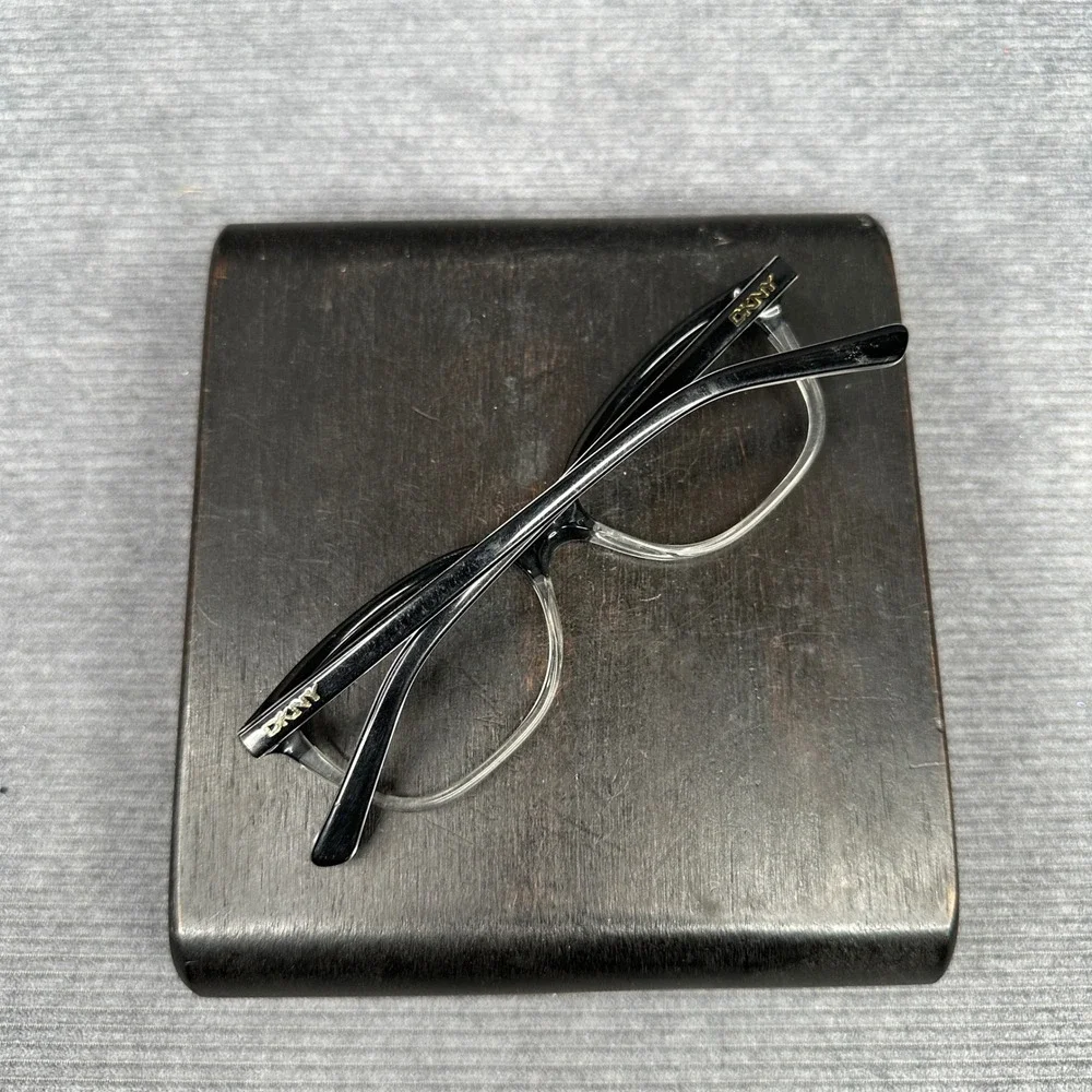 DKNY DY 4662 3670 Black Clear Cat Eye Y2K Eyeglass Frames 52-16-140 Womens